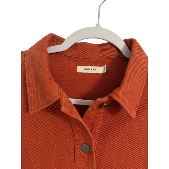 Mod Ref New Women's S Boho Oversized Canvas Quality Shacket Burnt Orange Fall - Picture 2 of 7